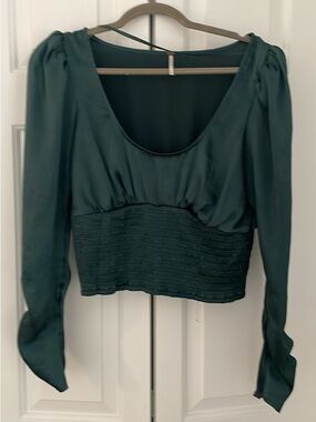 Women's Free People Dark green Long-Sleeve Scoop Neck Top